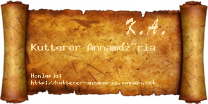 Kutterer Annamária névjegykártya